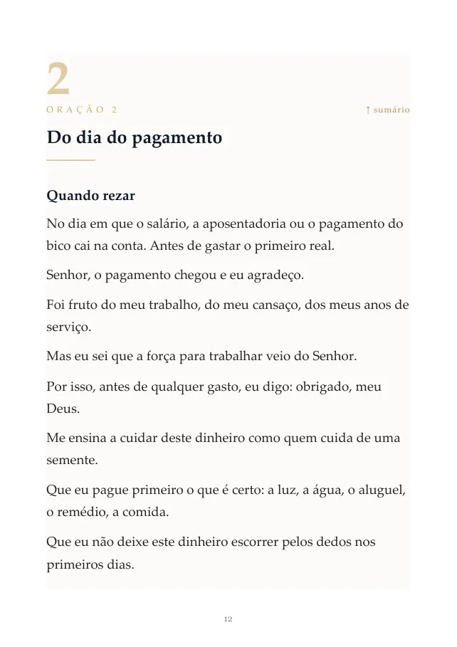 Oração do dia do pagamento, do Livro 3